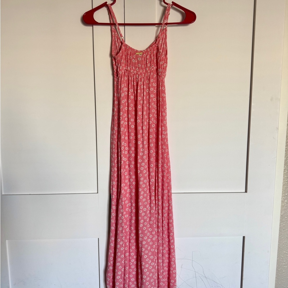 Billabong Floral Pink Sleeveless Maxi Dress Adjustable Straps XS - Picture 5 of 7
